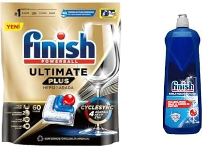 Plus 60 Kapsül Bulaşık Makinesi Deterjanı Tableti 1 x 60 Kapsül ve Finish Bulaşık Makinesi Parlatıcı & Kurutucu 1 x 800 ml, 60 Kapsül/ 800 ML