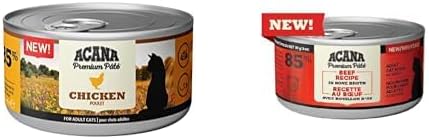 Acana Premium Pate (Ezme) Konserve Yaş Kedi Maması, Tavuklu, 85 Gr ve Acana Premium Pate (Ezme) Konserve Yaş Kedi Maması, Sığır Etli, 85 Gr