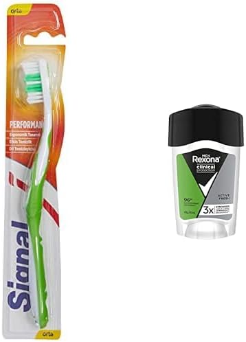 Signal Performans Diş Fırçası, 14,5 Gr ve Rexona Clinical Protection Erkek Stick Deodorant Fresh Ter Kokusuna Karşı Koruma 45 ML