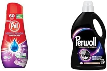 Pril Hepsi 1 Arada Jel Standart 60 Yıkama Bulaşık Deterjanı (1 x 1080g) ve  Yenileme Siyahlar için Sıvı Deterjan 54 Yıkama 2.97 Lt