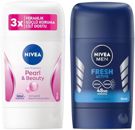 Alternative view of Kadın Stick Deodorant Pearl&Beauty,48 Saat Anti-perspirant Koruma 50ml ve Men Erkek Stick Deodorant Fresh Ter ve Ter Kokusuna Karşı 48 Saat Deodorant Koruması, 50 ml