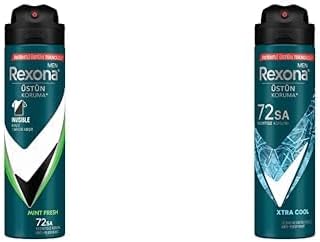 Rexona Men Erkek Sprey Deodorant Natural Fresh Mint 72 Saat Kesintisiz Üstün Koruma 150 ml ve Rexona Men Erkek Sprey Deodorant Xtra 72 Saat Kesintisiz Üstün Koruma 150 ml