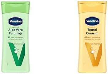 Vücut Losyonu Aloe Ferahlığı Kuru Ciltler İçin 200 ml ve Vücut Losyonu Temel Onarım Kuru Ciltler İçin 200 ml
