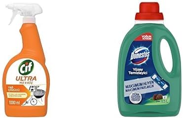 Cif Ultra Hız & Güç Yağ Çözücü Sprey Leke ve Kir Çıkarıcı 1000 ml ve Domestos Yüzey Temizleyici Yoğun Kıvam Çam 1500 ml