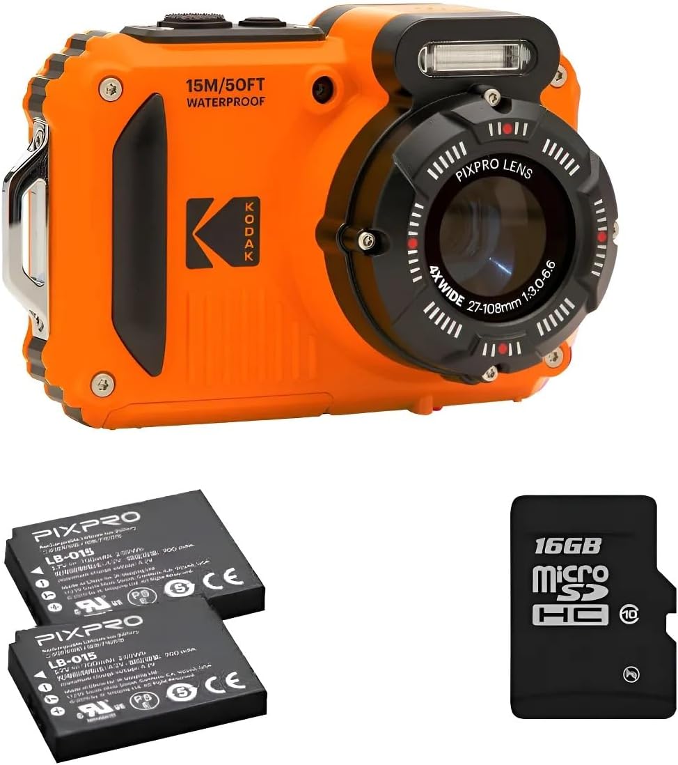 Alternative view of KODAK PIXPRO WPZ2 15M Su Geçirmez Fotoğraf Makinesi - 2 Lityum Pil + 16GB SD Kart - 16MP, 4x Optik Zoom, 1080P Full HD Video (Turuncu)