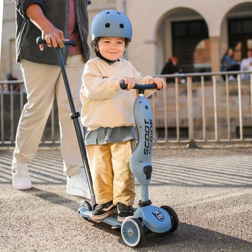 & Ride Highwaykick 1 Push and Go Kickboard oturaklı çocuk scooter'ı, 2'si 1 arada direksiyonlu denge bisikleti, 1 2 yaşından itibaren, yüksekliği ayarlanabilir, aletsiz