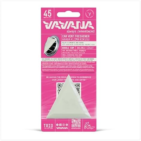 VAVANA Trio Araba Klima Kokusu - Sakız Aromalı Oto Kokusu | BPA & Sıvı İçermez | 45 Gün Etkili Araç Kokusu (Big Babol)