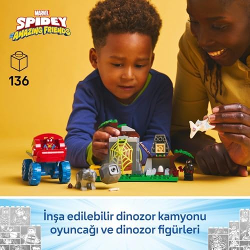 | Spidey ve İnanılmaz Arkadaşları Spidey Ekibi Dinozor Kamyonlu Kurtarma 11199-4 Yaş ve Üzeri Çocuklar için Yaratıcı Oyuncak Yapım Seti (136 Parça)