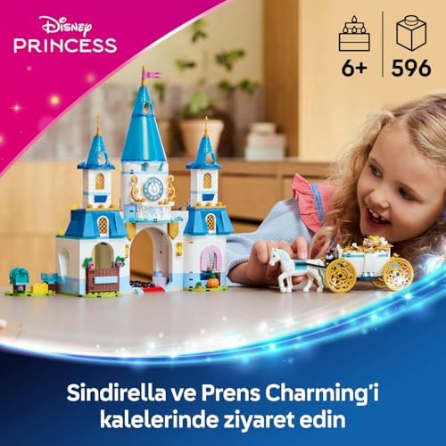 ǀ Sindirella’nın Şatosu ve At Arabası 43275-6 Yaş ve Üzeri Prenses Seven Çocuklar için Yaratıcı Oyuncak Yapım Seti, Doğum Günü Hediyesi (596 Parça)