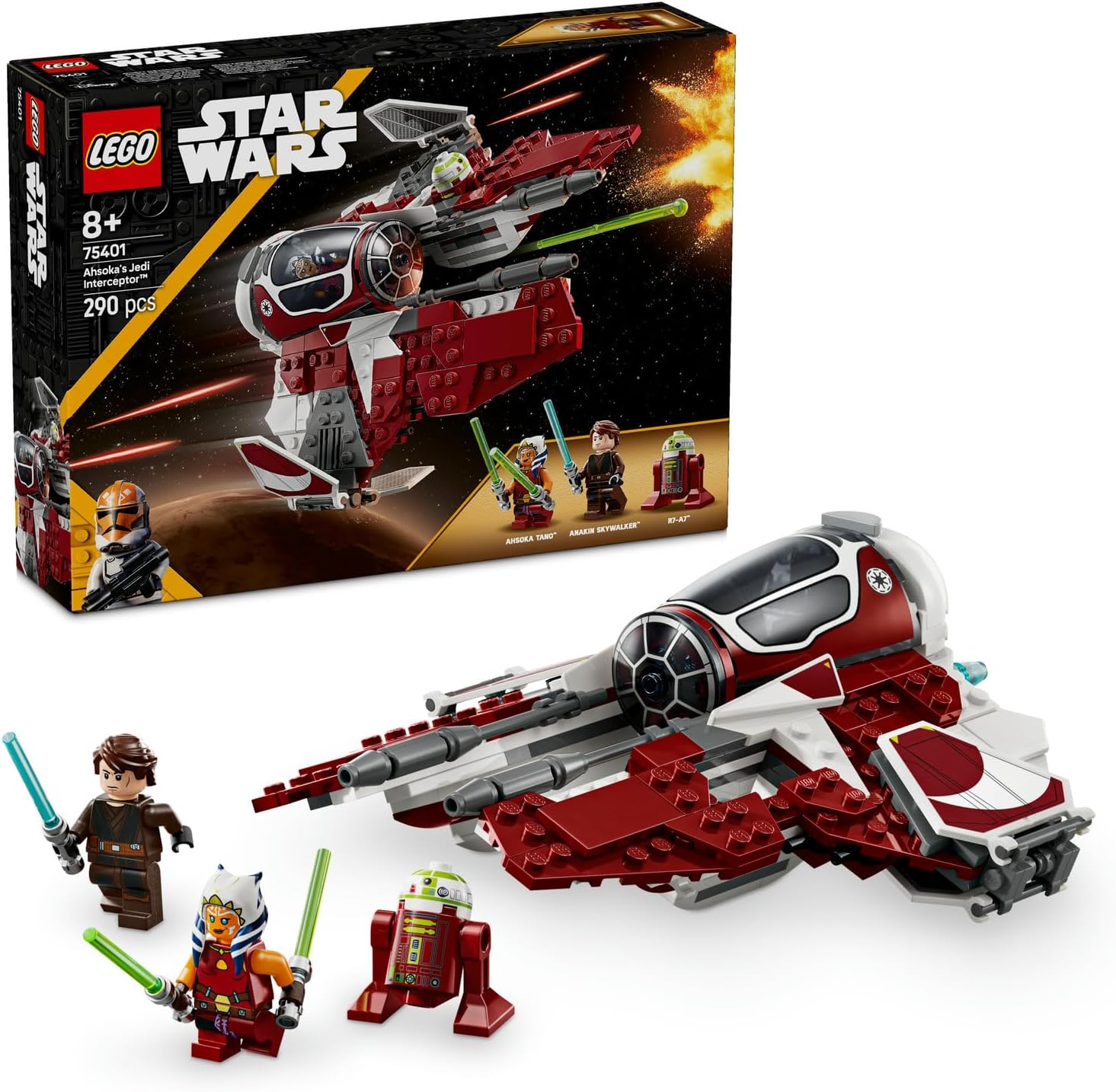 Alternative view of : Klon Savaşları Ahsoka’nın Jedi Interceptor’ı 75401-8 Yaş ve Üzeri Kız ve Erkek Çocuklar için Yaratıcı Oyuncak Yapım Seti, Doğum Günü Hediyesi (290 Parça)