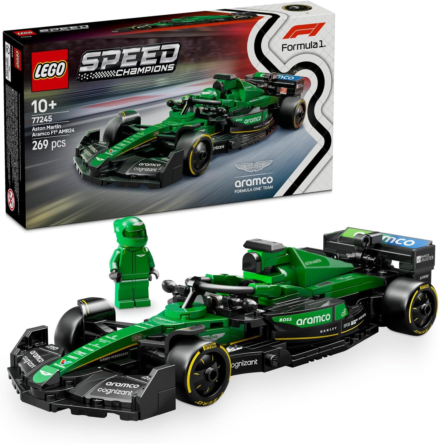 Alternative view of Speed Champions Martin Aramco F1 AMR24 Yarış Arabası 77245 – 10 Yaş ve Üzeri için Koleksiyonluk Sürücü Minifigürü İçeren Yapım ve Sergileme Seti, Babalar Günü Hediyesi (269 Parça)