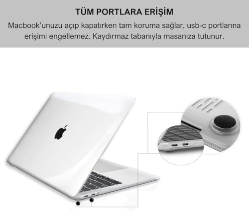 Alternative view of MacBook Pro 13 inç 2020-2022 M1-M2 Çip ile Uyumlu Şeffaf Dayanıklı Koruyucu Kılıf, Ultra İnce Kabuk Koruma Sert Kapak A1706 A1708 A1989 A2159 A2251 A2289 A2338 (Şeffaf)