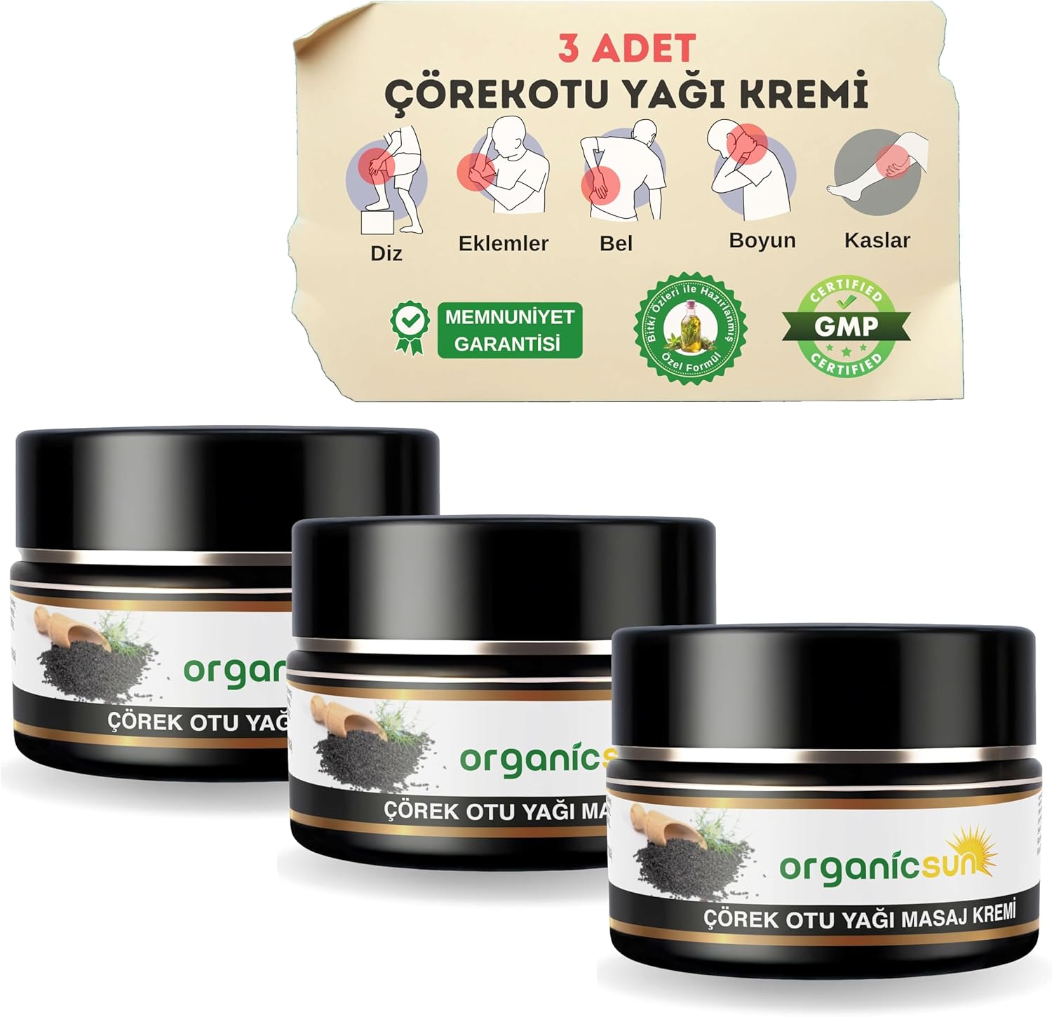 Çörek Otu Yağlı Ağrı Masaj Kremi Kas Eklem 100 ml x 3 Adet