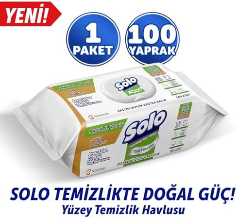 SOLO Yüzey Temizleme Mendili Doğal Güç Beyaz Sabun 100 Yaprak