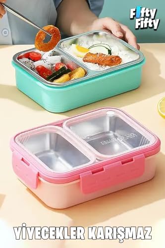 Alternative view of Lunch Box 700 ML Tek Kat İki Bölmeli Metal Kaşıklı Yeni Nesil Sefer Tası-FFLBOX7096