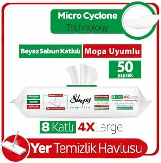 Beyaz Sabun,Çamaşır Suyu,Arap Sabun Mop Uyumlu Yer Temizlik Havlusu 3 x 50
