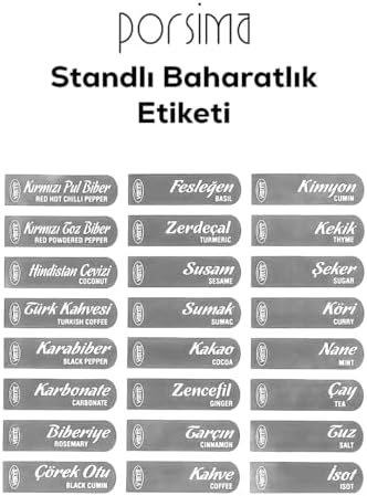 1182 6 lı Standlı Kendinden Yapışkanlı Kapaklı Kaşıklı Baharatlık Takımı - Baharatlık -