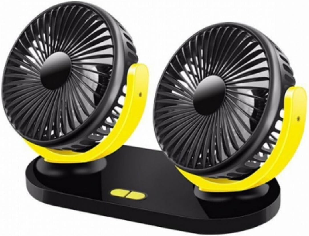 NKT GROUP (7600) 3 Kademeli Çift Başlı 360 ° Dönebilen Araç Fanı Oto Fan Vantilatör Usbli ile uyumlu