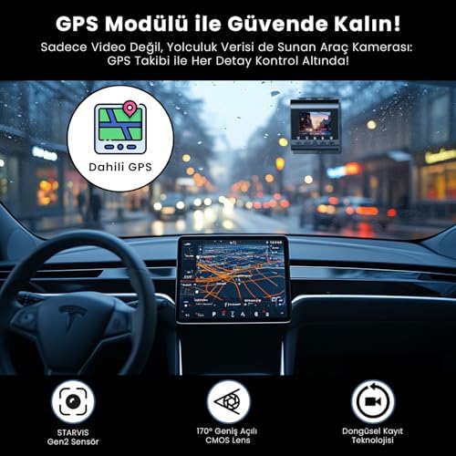 M60 3 Kameralı Ön+İç+Arka 4K+FHD+FHD HDR Starvis 2 Sensörlü WiFi GPS'li Araç Kamerası