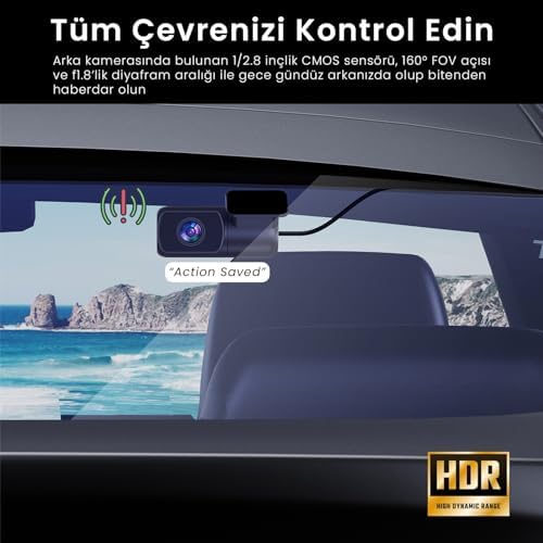 Alternative view of M60 3 Kameralı Ön+İç+Arka 4K+FHD+FHD HDR Starvis 2 Sensörlü WiFi GPS'li Araç Kamerası