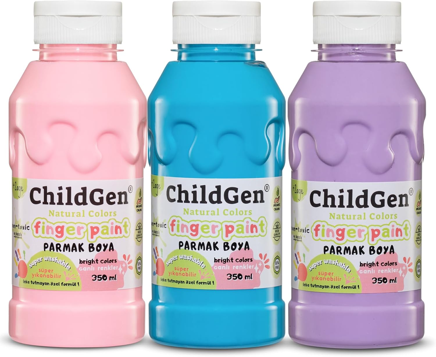 Alternative view of Süper Yıkanabilir 3'lü Parmak Boya Seti (3X350ML) (PEMBE-MAVİ-MOR)