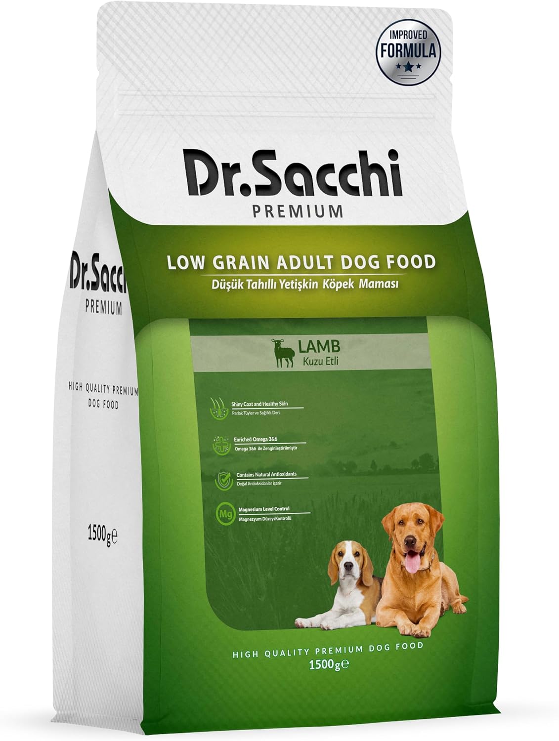 Alternative view of Dr.Sacchi Premium Düşük Tahıllı Kuzu Etli Yetişkin Köpek Maması 1,5 kg