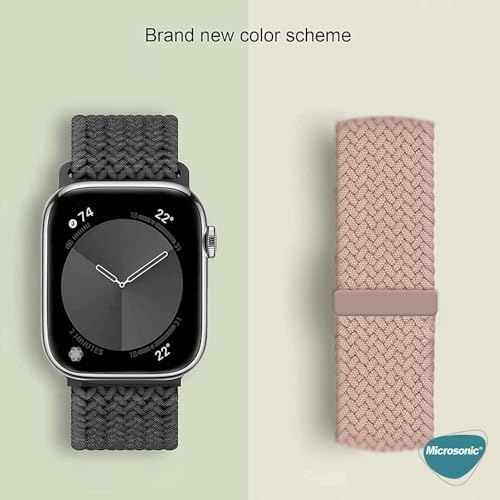 Series 10 42mm için Kordon, (Medium Size, 147mm) Knitted Fabric Loop Siyah [ Series 10 42mm ile Uyumlu Kordon - Siyah]