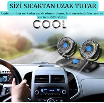 307 HB 2001-2013 UYUMLU ARAÇ İÇİ TORPİDO ÜSTÜ 360 DERECE DÖNEBİLEN 12V VANTİLATÖR