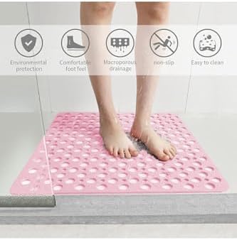 Kaydırmaz Duşakabin Banyo Ve Duş Paspası Kare Bubble 54 X 54 Cm PEMBE RENK SEA149P