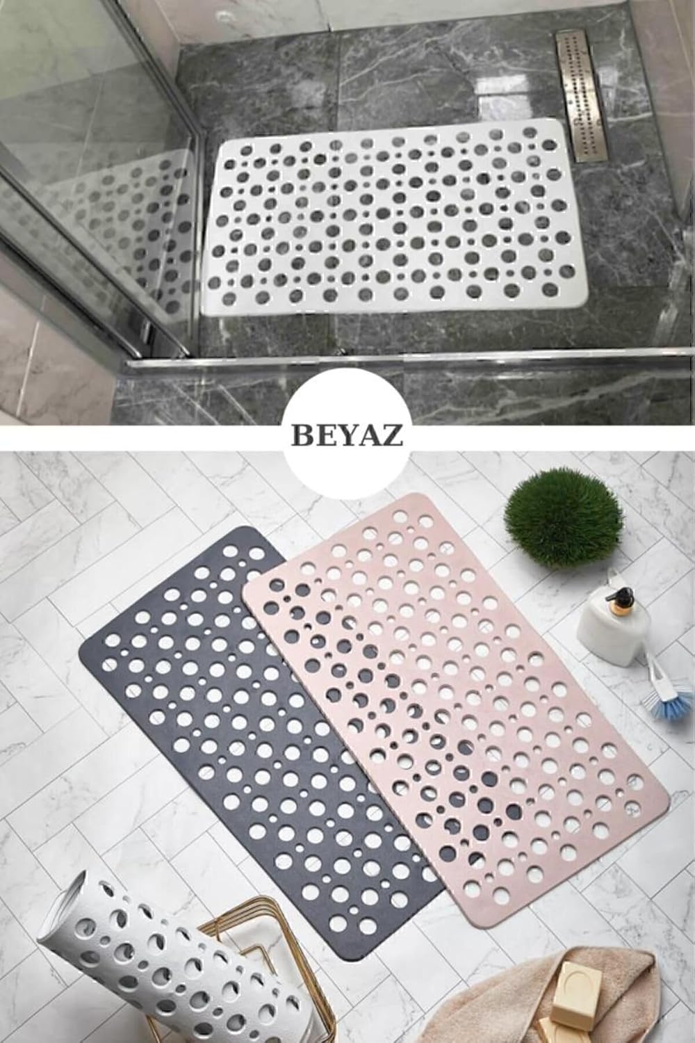 Kaydırmaz Duşakabin Banyo Ve Duş Paspası bubble paspas 33 X 66 Cm BEYAZ RENK SEA141B