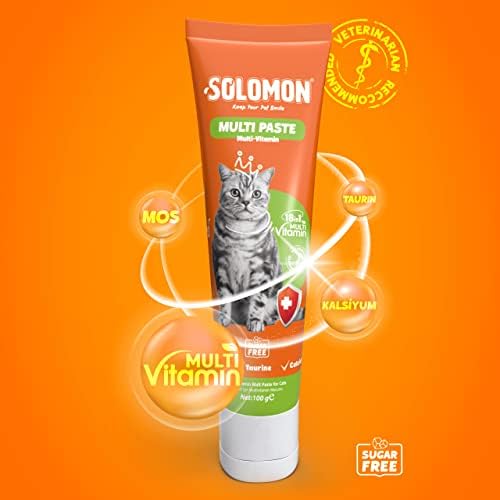 Solomon Multi Paste 100 Gr Kediler Için Bağışıklık Sistemi Destekleyici Tüy Yumağı Oluşumunu Engelleyici 18 Farklı Vitamin İçerikli Multivitamin Malt Macunu