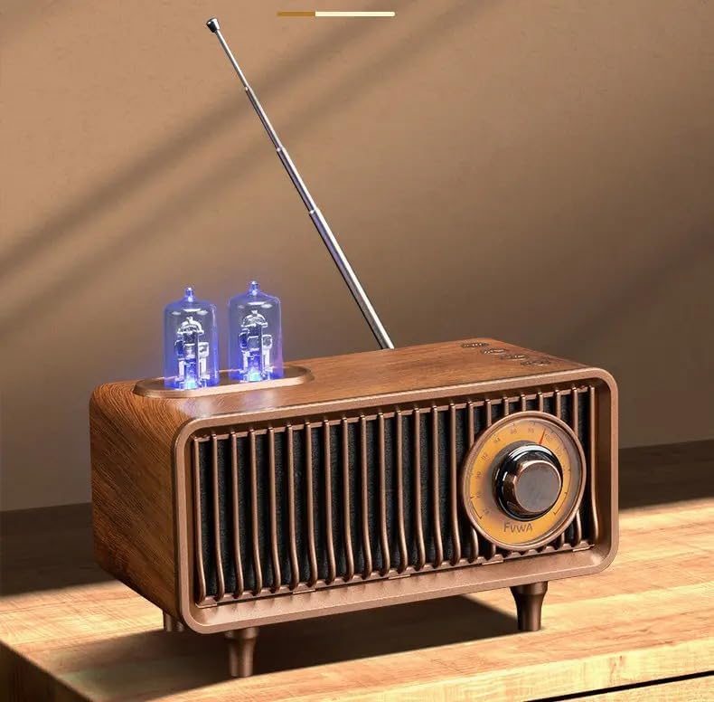 Yeni Nesil Radyo USB SD FM Aux Bluetooth Müzik Kutusu Retro Nostaljik Görünümlü Şarj Edilebilir B9 Koyu Kahverengi (B9 - Kahverengi)