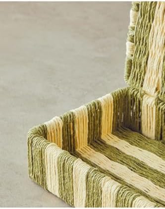 Colorful Kağıt İp Dekoratif Kutu Natural Yeşil