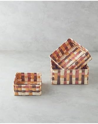 Modern Square Kağıt Ip Sepet Kahve 26X26X12 Cm