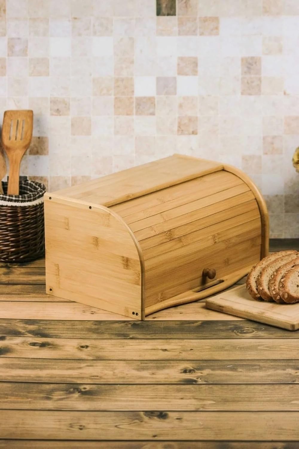 Alternative view of Bambu Lüks Panjur Kapaklı Büyük Ekmek Dolabı, Dolabı, Ekmek Sepeti Sandığı, Ekmeklik, Çok Amaçlı Bambu Kutu