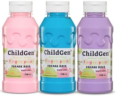 Süper Yıkanabilir 3'lü Parmak Boya Pastel Set (3x350ml) (Pembe-Mavi-Mor)