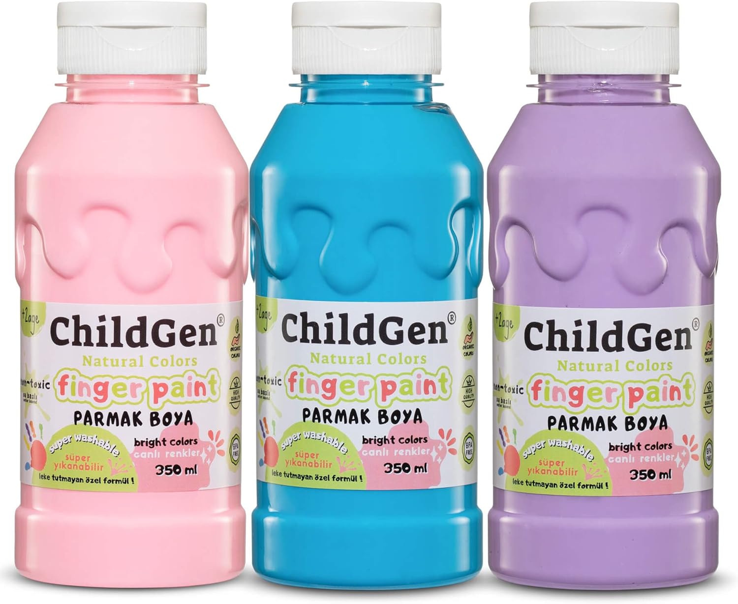 Alternative view of Süper Yıkanabilir 3'lü Parmak Boya Pastel Set (3x350ml) (Pembe-Mavi-Mor)