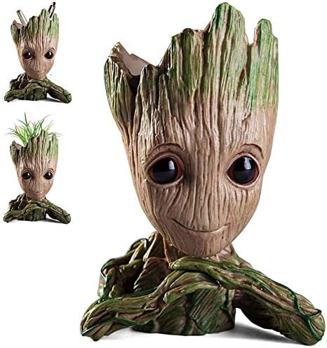 Baby Groot Figür Elleri Çenesinde Saksı Kalemlik PLA Büyük 15 Cm