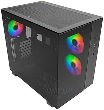 Alternative view of MONTECH 65 PRO ATX Mid Tower oyun bilgisayarı kasası, çift hazne, yüksek hava akışı file paneller, RTX 40 serisini destekler, önceden yüklenmiş 3 ARGB fan, aletsiz erişim, renkli cam, siyah