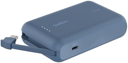 BoostCharge Power Bank, Entegre Kablolu Taşınabilir Şarj Cihazı 10K PD 20W - USB-C Güç Dağıtımı, Power Bank 16 Serisi, iPad Pro, Galaxy S24 ve Daha Fazlası için Hızlı Şarj