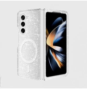 Alternative view of Galaxy Z Fold 6 Kılıf Uyumlu Şarj Özellikli Parlayan Simli Saydam Renkli Allstar Kapak-Şeffaf