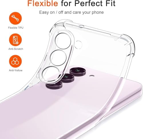 Galaxy S23 Uyumlu Darbe Önleyici Sararmaya Dayanıklı Airbag Korumalı Ultra Slim TPU Şeffaf Silikon Kılıf (Şeffaf, Galaxy S23)