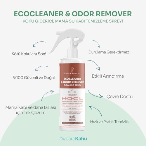 EcoCleaner, Koku Giderici ve Mama Su Kabı Temizleme Spreyi, Çok Amaçlı Temizleyici, Hipokloröz Asit, 500 ml
