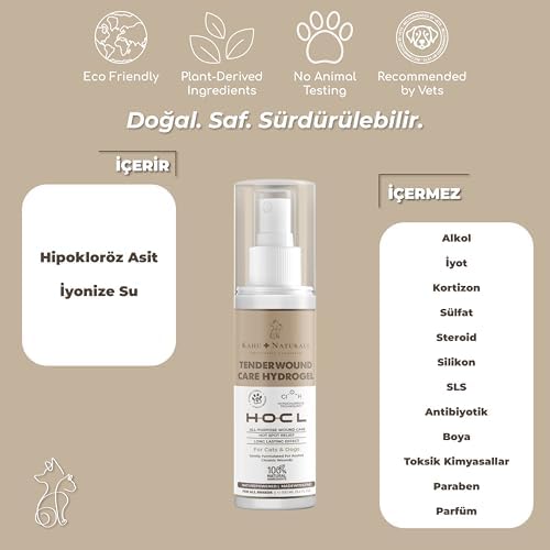 Kahu Naturals Yara Bakım Jeli, Hipokloröz Asit, Yoğun Cilt Bakım Sağlığı, Kedi Köpek, Jel Form, 100 ml