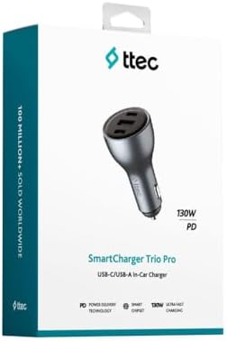 Alternative view of SmartCharger Trio PD 130W Araç Hızlı Şarj Aleti 2 USB-C+USB-A