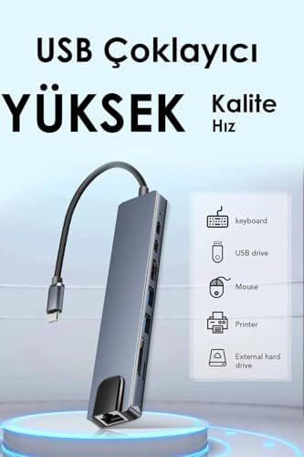 Alternative view of Pro Uyumlu ile Uyumlu Type C to 4K HDMI + USB 3.0 + SD/tf + PD + Type-C USB Type-C Hub Dönüştürücü 8 in 1 Çoklayıcı - Ethernet - Çevirici USB C Adaptör Leerfei 8 port