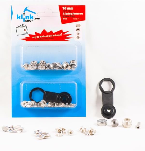 Alternative view of Çıtçıt 10 mm Kendin Yap Kiti, Cüzdan, Giyim, Çanta, Deri için Çekiçle Uygulama Aparatları ve Gümüş Renk 15 Adet VT2 Çıtçıt Düğme Takım-Paslanmaz Pirinç