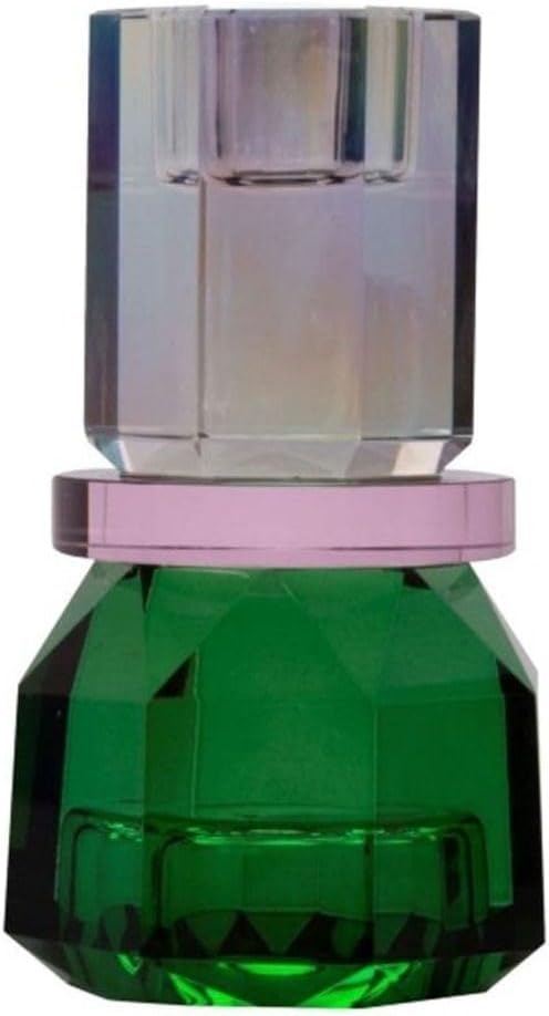 Alternative view of Kristal Mum Tutucu, Gökkuşağı/Pembe/Ö. Yeşil, 7X7X13 Cm
