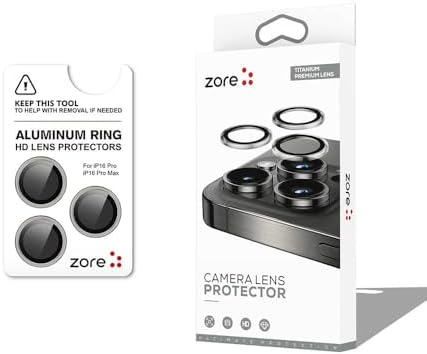 ZORE İle Uyumlu 16 Pro 16 Pro Max CL-12 Premium Safir Parmak İzi Bırakmayan Anti-Reflective Kamera Lens Koruy Titanyum-Gri