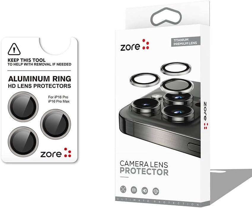 Alternative view of ZORE İle Uyumlu 16 Pro 16 Pro Max CL-12 Premium Safir Parmak İzi Bırakmayan Anti-Reflective Kamera Lens Koruy Titanyum-Gri